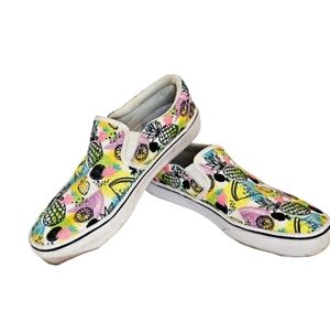 [Yes We Vibe] Pineapple & Citrus Beach Canvas Slip On Shoes Women 8